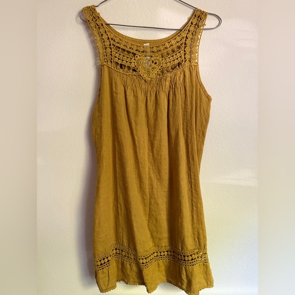 Mustard Yellow Italian Linen Summer Dress – Purolino - Picture 1 of 5